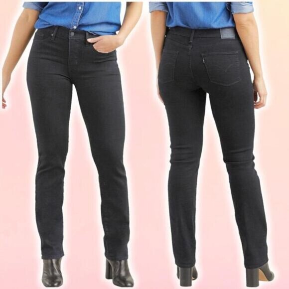 LEVI'S 314 Shaping Straight Jeans Sz 26 Washed Black - Picture 1 of 6